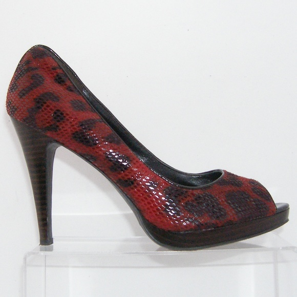 Nine West Shoes Nine West Portofino Red Leopard Print Heels 85m